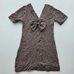 Metalicus Wool Knit Bow Top in Rich Brown (RARE)